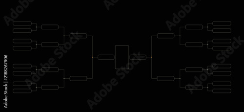 Tournament bracket template on black background, sports playoff schedule vector, championship tree diagram for 16 teams