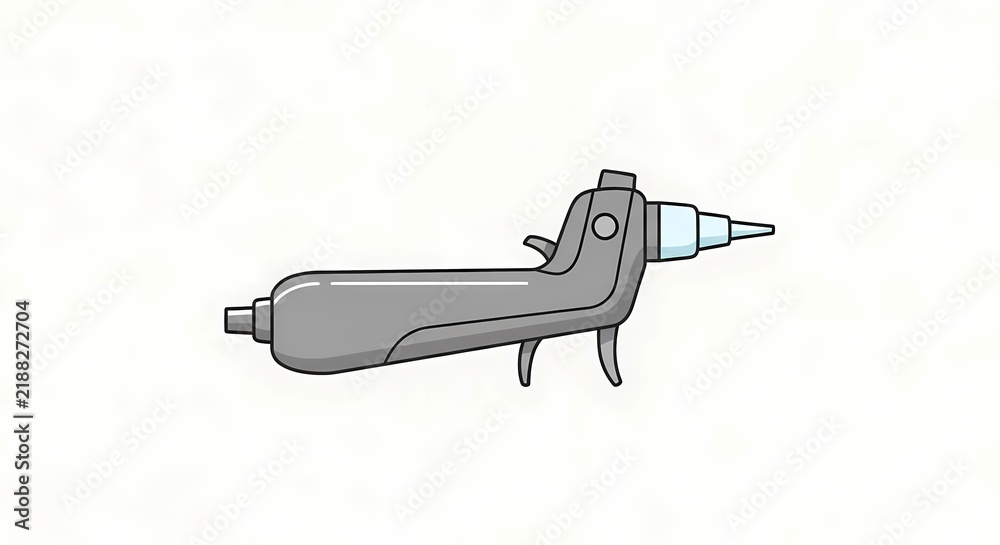Obraz premium Automatic hand whisk tool illustration. Modern kitchen gadget for mixing, isolated on white background. Minimalist cartoon style industrial mixer icon.