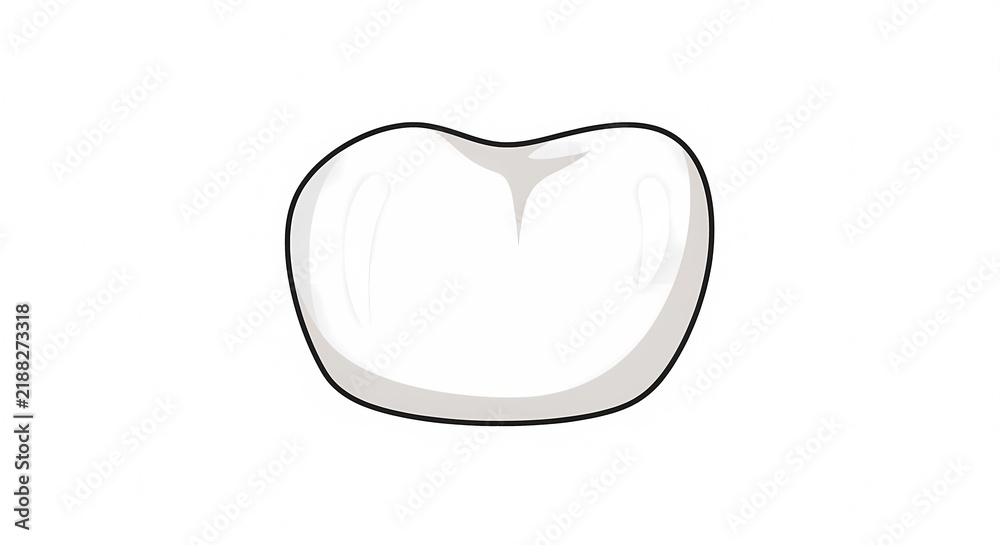 Obraz premium Minimalist white molar tooth icon in cartoon style isolated on white background, ideal for dental health, dentistry clinics, and oral hygiene education materials.