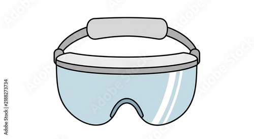 Protective safety goggles for laboratory and industrial eye protection isolated on white background.