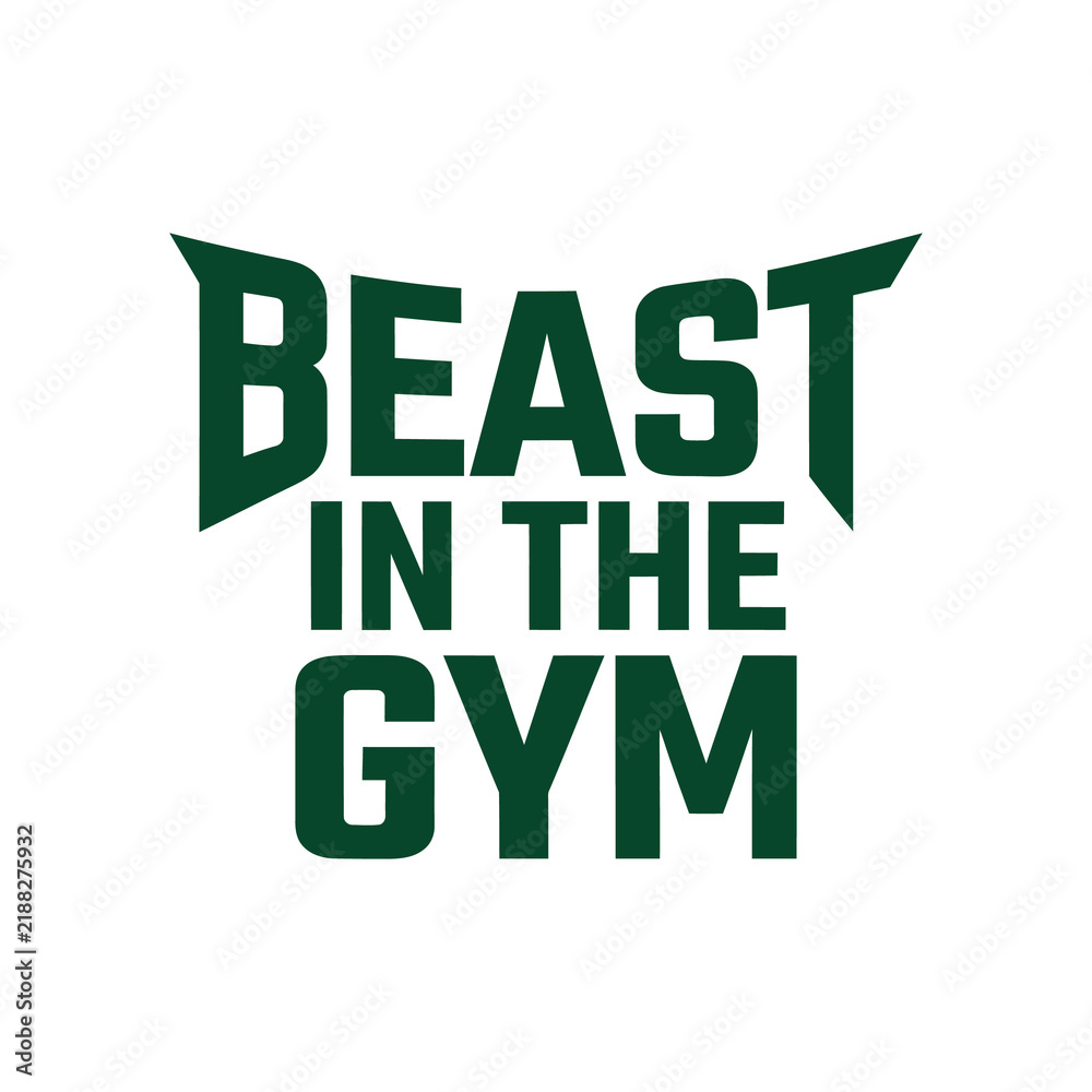 Naklejka premium Beast in the gym motivational bodybuilding vector typography t-shirt design