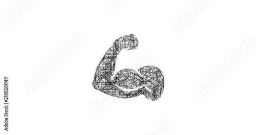 Sketch muscle gain icon animation - smooth progressive reveal