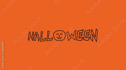 Halloween text animation with pumpkin icon on orange