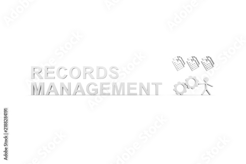 RECORDS MANAGEMENT concept white background 3d render illustration