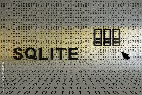 SQLite concept text sunlight 3D illustration