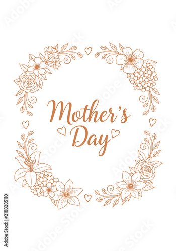 Beautiful Mother's Day Greeting Card Design With Floral Frame Illustration