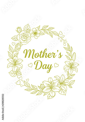 Elegant Hand Drawn Floral Wreath Design for Mother's Day Greeting