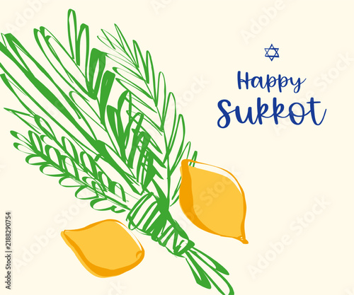 Happy sukkot with lulav and etrog: celebrating the jewish holiday with joy