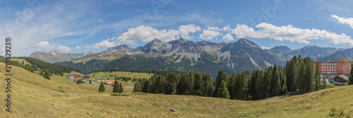 Landscape / mountain range of Swiss Alps at Arosa, Switzerland (panorama)