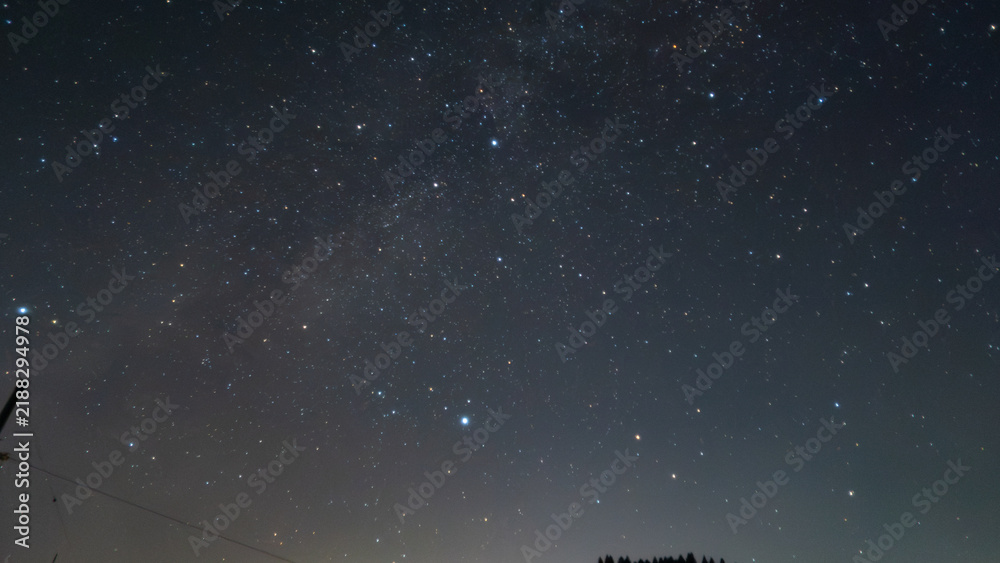 Obraz premium はくちょう座が輝く幻想的な夏の夜空