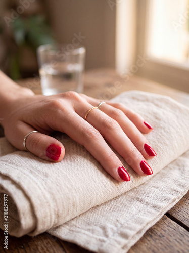 Obraz na płótnie main avec du vernis à ongle