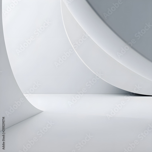Abstract minimal white curves in a modern interior space