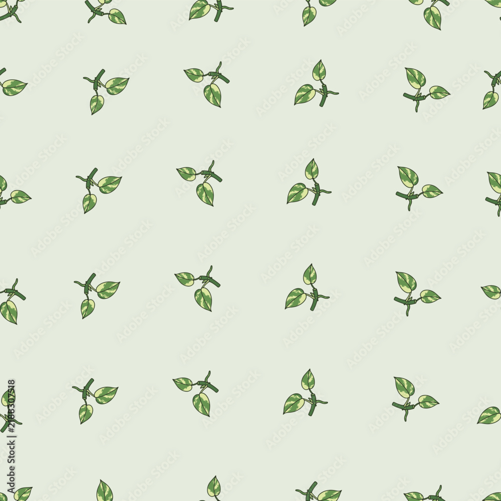 Fototapeta premium Pothos vine botanical decorative corner motif