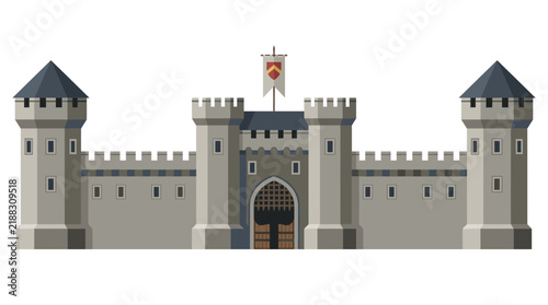 Canvas Print Medieval Castle Fortress Gatehouse Facade Isolated