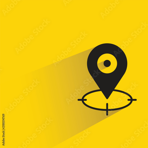 gps map pin icon drop shadow on yellow background