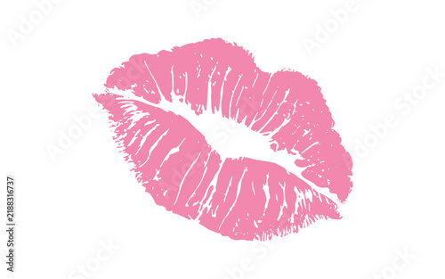 Foto Pink lipstick kiss mark with textured brushstroke edges