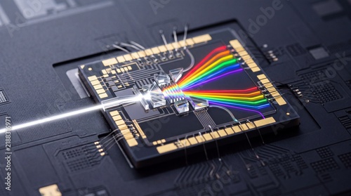 Micro Photonic Chip with Fiber Optic Spectrum Splitting Rainbow Beam
