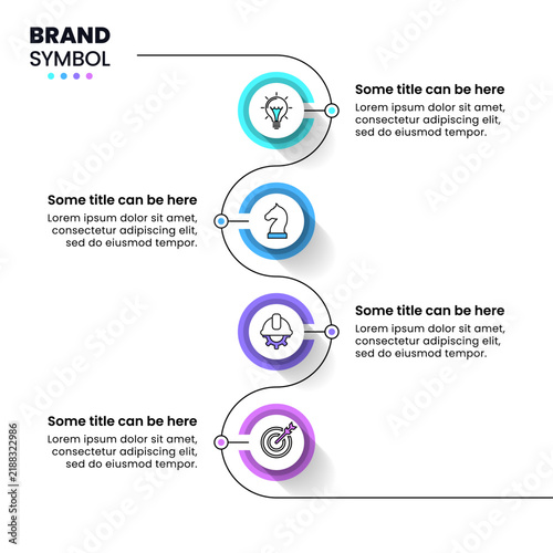 Infographics template. Vertical line with circles and 4 steps