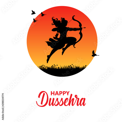 Happy Dussehra Festival Poster with Lord Rama and Traditional Indian Celebration Design