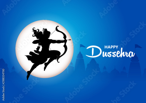 Happy Dussehra Festival Poster with Lord Rama and Traditional Indian Celebration Design