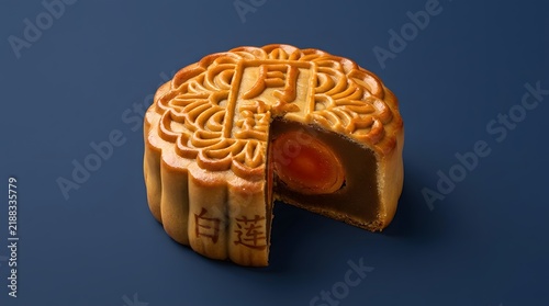 Traditional chinese mooncake with salted egg yolk filling mid autumn mooncake