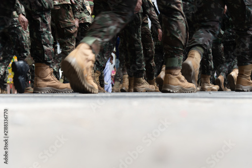 фотографія Soldiers Combat Boots in a Military March