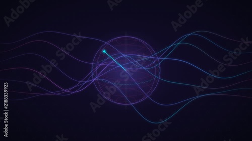 Quantum computing superposition ribbon visualization displaying dynamic qubit state wave mechanics