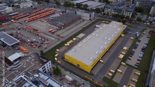 Berlin recycling scrap material center, logistics hub. Lovely aerial view drone