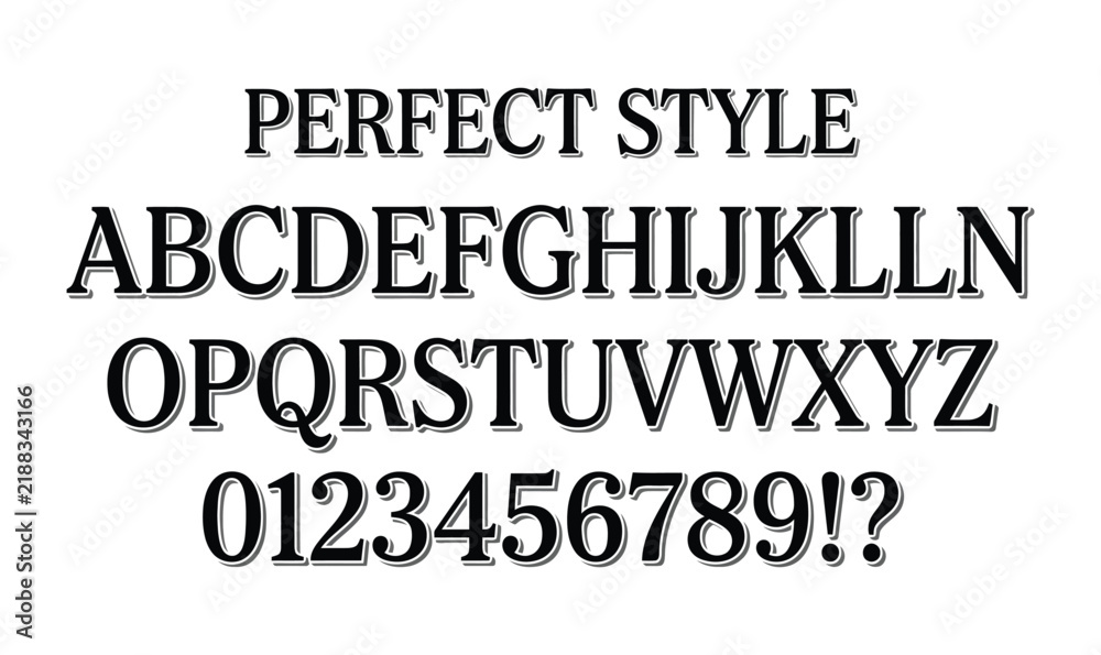 Obraz premium Classic Serif Alphabet Vector Font Set with Numbers for Branding and Header Design