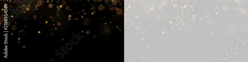 Soft golden bokeh lights scattered on a dark background creating a warm festive ambiance on transparent background