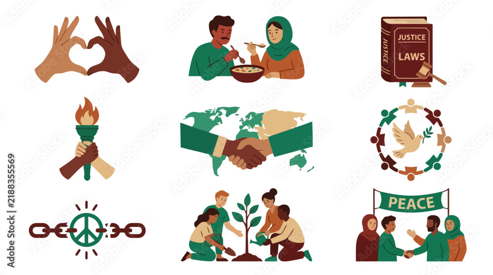 Fototapeta premium Diverse hands unite to form a heart, symbolizing love, unity, and global cooperation.