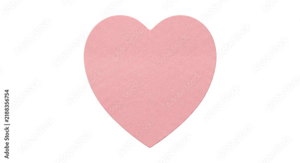 Obraz premium Soft pink felt heart shape isolated on a clean white background
