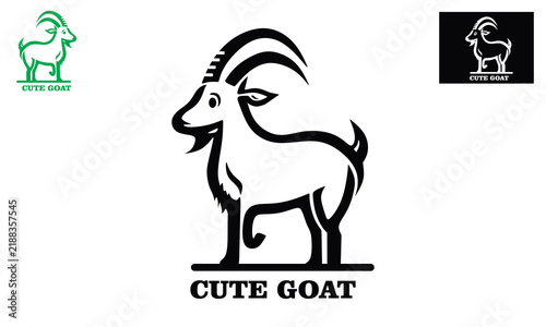 cute small goat standing logo, silhouette of great sheep vector illustration