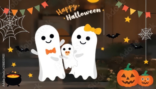 Cute ghost family Halloween graphic