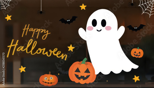 Retro vintage style Halloween ghost vector