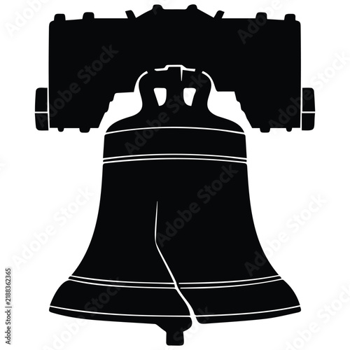 Liberty bell silhouette vector illustration line art american historical freedom symbol.