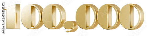 Fototapeta Shiny gold 3D number 100,000