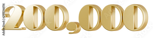 Fototapeta Gold 3D number 200,000 with metallic texture