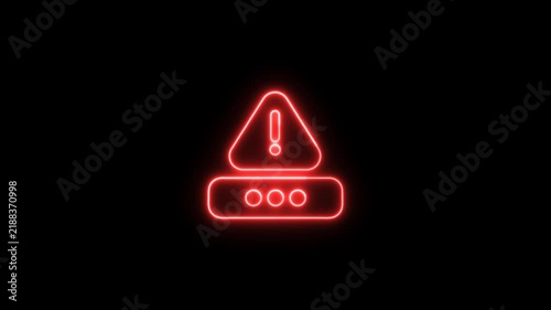 Neon Warning Alert Animation with Glowing Red Exclamation Symbol