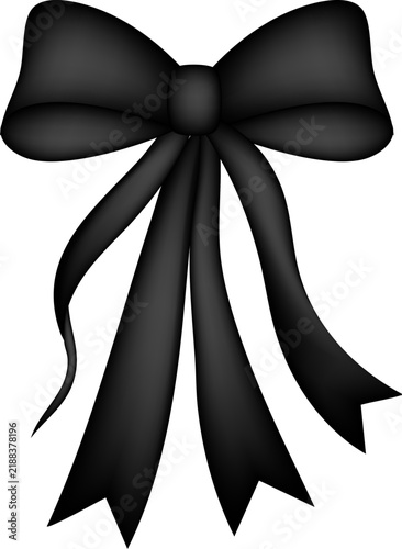 Beautiful Aesthetic Black Bow Ribbon Illustration. This soft pastel black curled ribbon bow gives your invitations, flyers, menu cards, birthdays & special days special elegance.