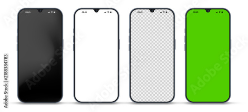 3d realistic smartphone mockup with blank white screen. Black frame and soft shadow for mobile app. User interface. Web design. Presentation and digital technology vector template