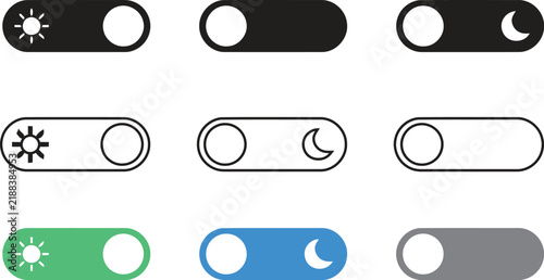 Obraz na plátne A collection of day and night mode toggle switches featuring a clean minimalist