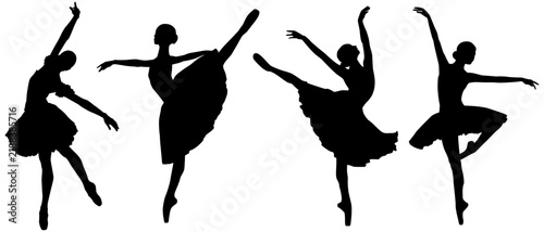Silhouettes, Ballerina Silhouettes, Dancing Women Silhouettes, Ballet, Collection, Ballet Dancer Silhouettes, Black, Isolated, Vector illustration