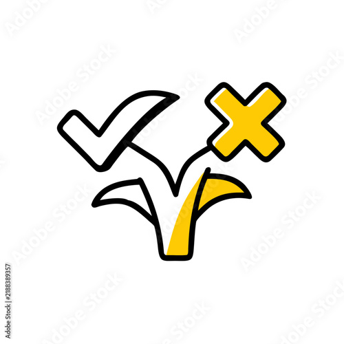 Fotografie Choice between check mark and cross symbol success or failure.