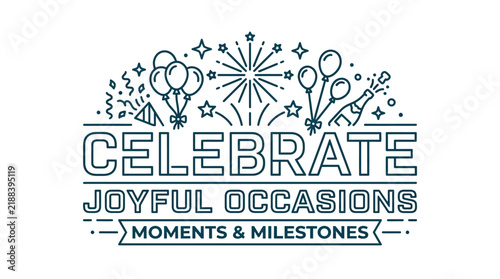 Celebrate Joyful Occasions Celebration Line Art Typography