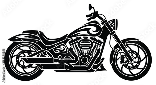Obraz na płótnie Black silhouette of a chopper motorcycle detailed vector illustration on a white