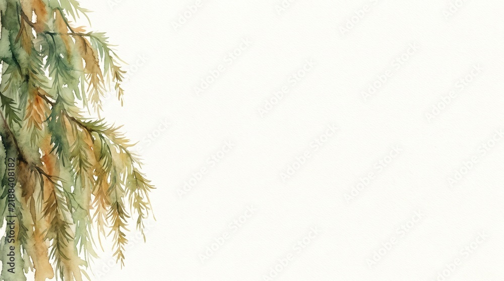 Fototapeta premium Weeping Larch Tree Watercolor Study
