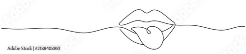 Lips and Tongue One Line Illustration.Editable Stroke.