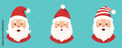 Cute Santa Claus Faces Christmas Collection.