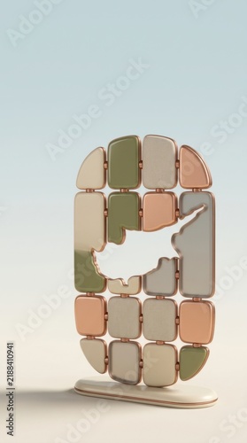 3D sculpture representing the island shape of Cyprus in decorative design